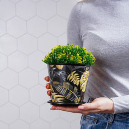 Цена за 2 шт. Горшок для цветов Доляна «Голди», 800 мл, цвет чёрный