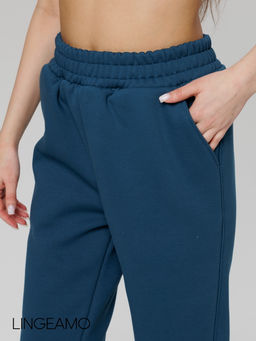 Женские брюки оверсайз из футера с начесом Lingeamo темно-бирюзовые КБ-25 (23)  фото 7