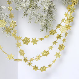 Цена за 2 шт. Бусы на ёлку 2,0 м "Снежинки", Золото