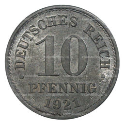 Монета 10 пфеннигов 1921 года Германия