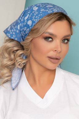 Косынка хлопковая (пейсли, голубая) К15 - Lt collection фото 4