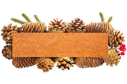 Новогоднее украшение подсвечник 32*14*8 см Заснеженные шишки на 2 свечи прямоугольный - Elan gallery фото 7