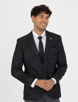Siyah Ekstra Slim Fit Y_n Kar___ml_ Blazer Ceket