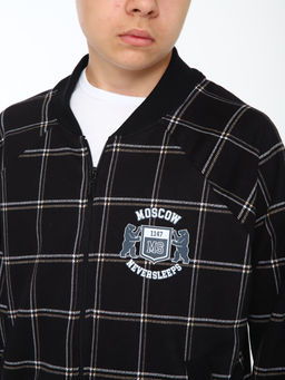 Толстовка бомбер Колледж черная клетка Ладошки  фото 10