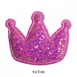 Аппликации пришивные c глиттером арт.TBY.2167 Корона 4х5см цв.розовый, уп.20 шт.