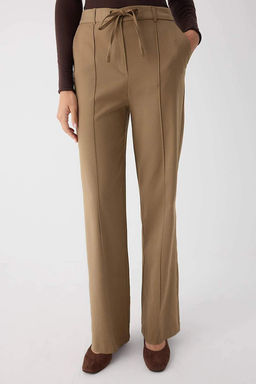 Siyah Bagc?kl? K?sl?k Tuseli Rahat Kumas Wide Leg/Genis Paca Pantolon TWOAW26PL00012 - Trendyolmilla фото 14