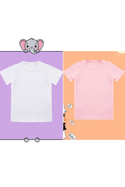 Beyaz-Pembe 2li K?z Cocuk Pamuklu Basic Regular Kal?p K?sa Kol Orme T-Shirt TKDSS24TS00021 - Trendyolmilla фото 4