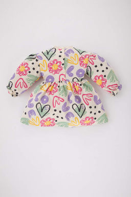 Платье с длинными рукавами и узором в виде сердечек для маленьких девочек - Defacto фото 5