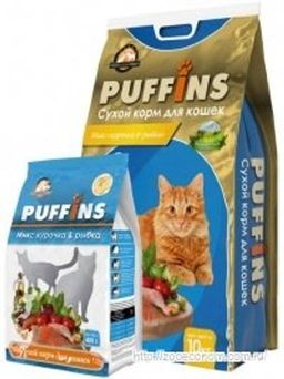 Puffins сухой корм д\кош. 400 г Курочка и рыбка 4610003546502