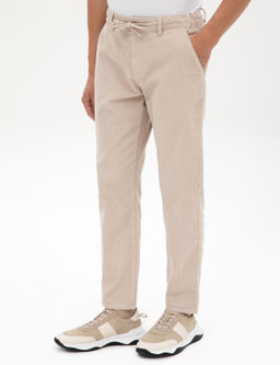 Bej Carrot Fit Beli Lastikli Kordonlu Kanvas Pantolon - Pierre cardin фото 2