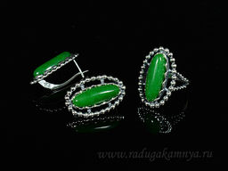 Кольцо Серьги с кварцем (имитация хризопраза) размер 18