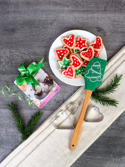 Подарочный набор Лопатка кулинарная силиконовая + формы для печенья / ML-080 /уп/ Новогодняя