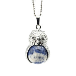 Кулон женский Сова с содалитом в металле 18*26мм