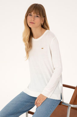 Kad_n Ekru Bisiklet Yaka Basic Kazak - U.s. polo assn фото 3