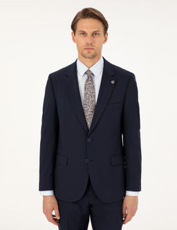 Lacivert Slim Fit Tak_m Elbise