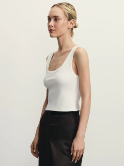 Укороченный топ в рубчик / Zarina  фото 4