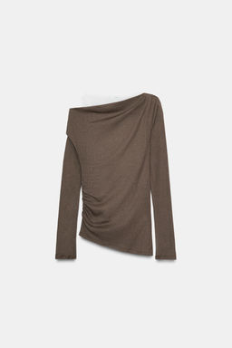 CAMISETA ASIM?TRICA EFECTO DOBLE / Marr?n / Topo - Zara фото 4