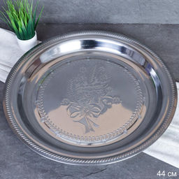 Блюдо 44 см металл с декором Цветы /h=4/ T-8 /уп 60/ 0.468 - Галеонтрейд фото 2