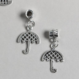 Бейл с подвеской металл для творчества «Зонтик», серебро, набор 4 шт., 3.1 см