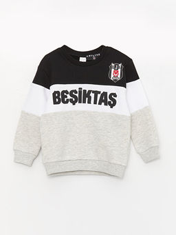 Bisiklet Yaka Uzun Kollu Be?ikta? Bask?l? Erkek Bebek Sweatshirt