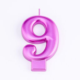 Цена за 2 шт. Свеча для торта «Европейская ГИГАНТ», цифра 9, 7 см, фиолетовый металлик