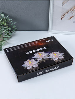 Светодиодная свеча LED - ночник RISALUX «В лотосе», 3×LR1130, прозрачный, 10.5×10.5×4.5 см