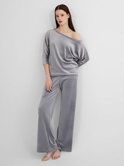 Комплект домашний женский велюровый серый