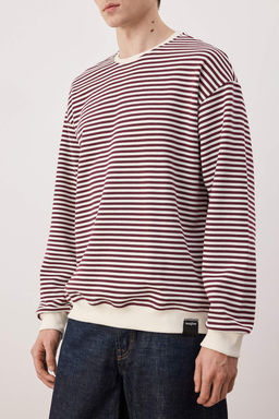 TRENDYOL MAN Siyah Oversize/Genis Kesim Cizgili Ici Polar/S?cak Tutan Sweatshirt TMNAW24SW00065 - Trendyolmilla фото 32