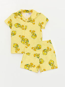 Tweety Bask?l? K?z Bebek ?ortlu Pijama Tak?m?
