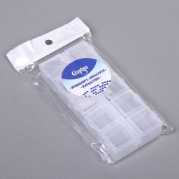 Цена за 12 шт. Органайзер для хранения мелочей, 10 ячеек "ИДЕЯДОМА", прозрачный, 13,5*6*2см (наклейка Селфи, пакет с подвесом)