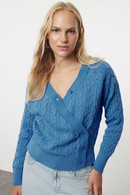 Mavi Asimetrik Dugme Detayl? Triko H?rka TWOAW25HI00012