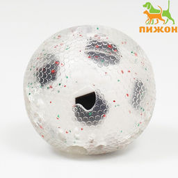 Игрушка для собак Мяч футбол-лапки 2 в 1, TPR+винил, 7,5 см, прозрачная/белая с чёрным