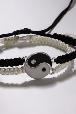 Цена за 2 шт. Браслеты парные «Неразлучники» инь-ян, толстая нить, чёрно-белые, d=7 см