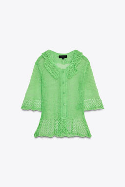 OPEN KNIT CARDIGAN WITH SHORT SLEEVES - Zara фото 6