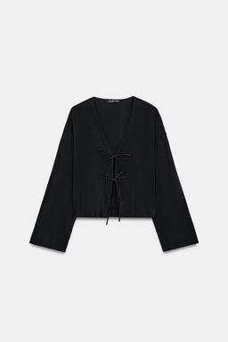 CAMISA FLUIDA LAZADAS / Negro - Zara фото 4