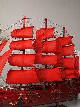 Макет парусного корабля 60х52 см / A26658-60 /уп 4/красный парус - Галеонтрейд фото 5