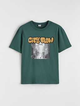 Bisiklet Yaka Bask?l? Erkek ?ocuk Ti??rt