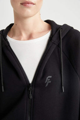 DeFactoFit толстый свитшот оверсайз с капюшоном и двойным карманом на молнии  фото 6