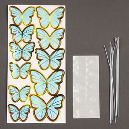 Набор для украшения торта Бабочки 11 шт., цвет голубой - Страна карнавалия фото 3