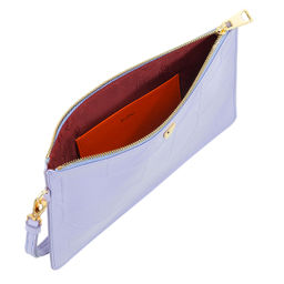 Итальянская кожаная женская сумочка-клатч DuDu серии Bogota | лилово-оранжевый