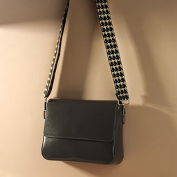 Ручка для сумки Гусиная лапка, стропа, с карабинами, 139 3 3,8 см, цвет чёрный/белый - Арт узор фото 4