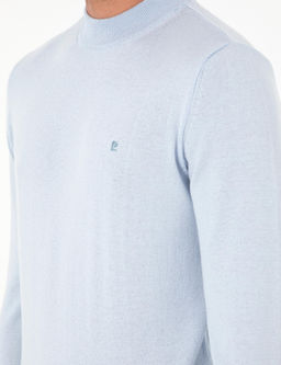 A__k Mavi Slim Fit Yar_m Bal_k__ Yaka Basic Triko Kazak - Pierre cardin фото 7