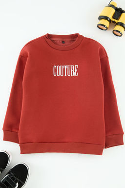 Kiremit Erkek Cocuk Baba-Ogul Bask?l? Orme Mini Me Sweatshirt TKDAW25SW00068 - Trendyolmilla фото 2