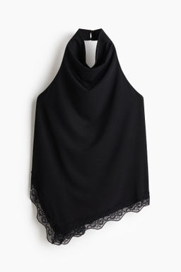 Top halter con ribete de encaje