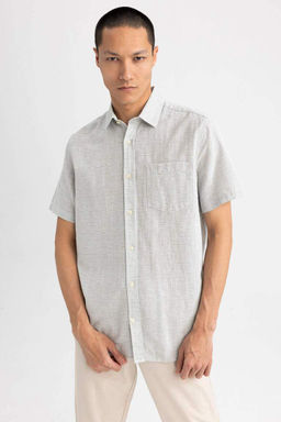 Рубашка из 100 % хлопка с короткими рукавами и воротником-поло обычного кроя - Defacto фото 7