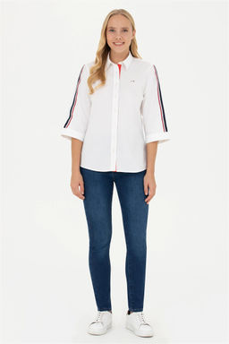 Женская белая рубашка с коротким рукавом Неожиданная скидка в корзине - U.s. polo assn фото 4