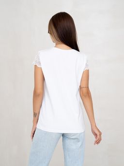 Футболка с кружевом .хлопок 95%, лайкра 5%,белая - Binita фото 9