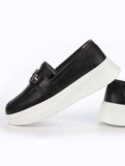 03-PDD169-6 BLACK/WHITE Полуботинки женские (натуральная кожа)