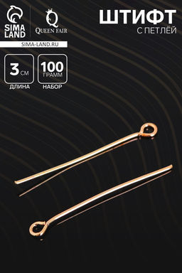 Штифт с петлёй СМ-1083, 2.8 см, (набор 100 г), цвет золото