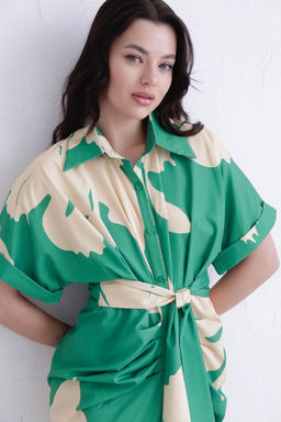 Martichelli Платье-рубашка с драпировкой зелёное  фото 4
